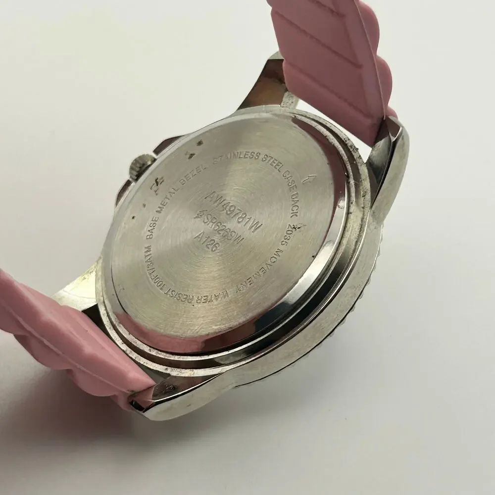 Women’s Pink Watch Stainless Steel White Dial Working New Battery